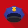 Police cap icon in flat style isolated on white background. Hats symbol stock vector illustration. Royalty Free Stock Photo