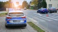 Police car and an accident on the road. Royalty Free Stock Photo