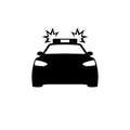 Police car black icon white background vector