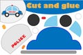 Police car in cartoon style, education game for the development of preschool children, use scissors and glue to create the