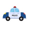 Police car in cartoon style for kids. Cute special transport isolated on white background