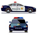 Police car front and side view