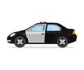 Police black car. Side view. Vector illustration on a white background. Royalty Free Stock Photo