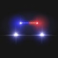 Police car headlights and blinking red siren lights isolated on transparent background Royalty Free Stock Photo