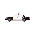 Police car icon side view in flat style for UI UX design. Vector Royalty Free Stock Photo