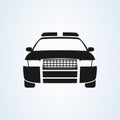 Police Car icon, vector iolated flat illustration Front view Royalty Free Stock Photo