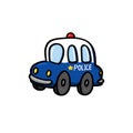 Police car cartoon on white background Royalty Free Stock Photo