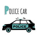 Police car for kids learning English vocabulary