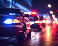 police car lights at night in the city. Royalty Free Stock Photo