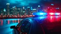 Police Car Lights at Night Royalty Free Stock Photo