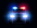 Police car lights. Security sheriff cars headlights and flashers, emergency siren light and secure transport vector Royalty Free Stock Photo