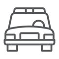 Police car line icon, automobile and patrol, cop sign, vector graphics, a linear pattern on a white background. Royalty Free Stock Photo