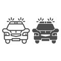 Police car line and solid icon, Public transport concept, police sign on white background, Patrol automobile icon in