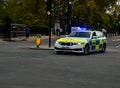 Police car in london with sirens