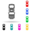 police car multi color style icon. Simple glyph, flat vector of transport view from above icons for ui and ux, website or mobile Royalty Free Stock Photo