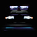 Police car at night and warning light