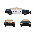 Police car. Patrol car, vehicle with emergency lights system, sirens. Royalty Free Stock Photo