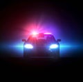 Police car pursued in the dark. Royalty Free Stock Photo