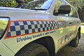 Police car in Queensland Australia with focus on the message Royalty Free Stock Photo