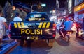 Police car on the road in  Kuta, Bali, Indonesia Royalty Free Stock Photo