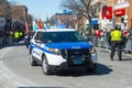 Police Car in Saint Patrick`s Day parade Boston, USA Royalty Free Stock Photo