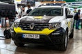 Police car. Sheriff`s RENAULT car at the international exhibition ARMS AND SECURITY - 2021. Kiev. Ukraine - June 18, 2021