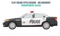 Police car side view. Flat and solid color vector Royalty Free Stock Photo