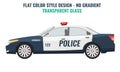 Police car side view. Flat and solid color vector Royalty Free Stock Photo