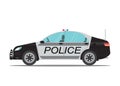 Police car side view isolated on white background. Royalty Free Stock Photo