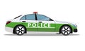 Police car, side view isolated on white background. Police patrol transport. illustration Royalty Free Stock Photo