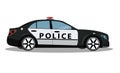 Police car, side view isolated on white background. Police patrol transport. illustration