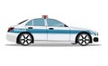 Police car, side view isolated on white background. Police patrol transport. illustration Royalty Free Stock Photo