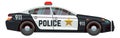 Police car. Side view of patrol auto with siren light Royalty Free Stock Photo