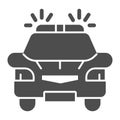 Police car solid icon, Public transport concept, police sign on white background, Patrol automobile icon in glyph style