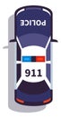 Police car top. Patrol auto. Blue city service transport