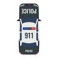 Police car with top view. Solid and flat color style design. Royalty Free Stock Photo