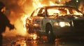 A police car is vandalized and set on fire by rioters leaving officers feeling angry violated and demoralized.