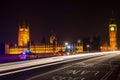 Police Cars And Ambulance On Westminster Bridge, London At Night
