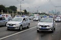 Police cars at First Moscow Parade of City Transport Royalty Free Stock Photo