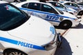 Police cars at a Police Department in the Bronx, NYC