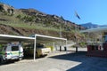 Police cars at Sani Pass border control between South Africa and Lesotho