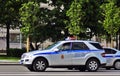 Police cars on the streets of Moscow city.