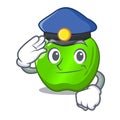 Police cartoon of big shiny green apple