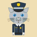 Flat Cartoon Style Police Cat Character Illustration Royalty Free Stock Photo