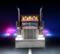 Police chase through the night highway. Royalty Free Stock Photo