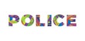 Police Concept Retro Colorful Word Art Illustration