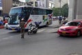 Police controls traffic in Bangkok, Thailand. Royalty Free Stock Photo