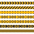 Police Crime Scene Barrier Tape. Seamless Set on White Background. Vector Royalty Free Stock Photo