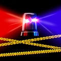 Police crime scene yellow tape and red with blue Royalty Free Stock Photo