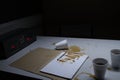 Police Custody Interview Room - Spilled Coffee Following an Altercation Royalty Free Stock Photo